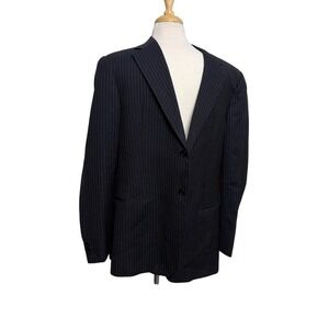 Armani Collezioni Pinstripe Wool Blazer Italy Business Casual Office Luxe